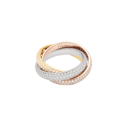 Bague Alliance CARTIER "Trinity" en or blanc, or jaune, or rose et diamants - Castafiore