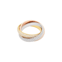 Bague Alliance CARTIER "Trinity" en or blanc, or jaune, or rose et diamants - Castafiore