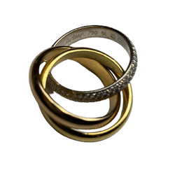 Bague Alliance CARTIER "Trinity" en or blanc, or jaune, or rose et diamants - Castafiore