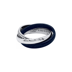 Bague Alliance CARTIER "Trinity" en or blanc, platine, céramique et diamants - Castafiore