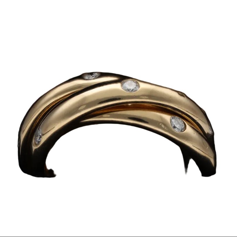 Bague Alliance CARTIER "Trinity" en or jaune et diamants - Castafiore