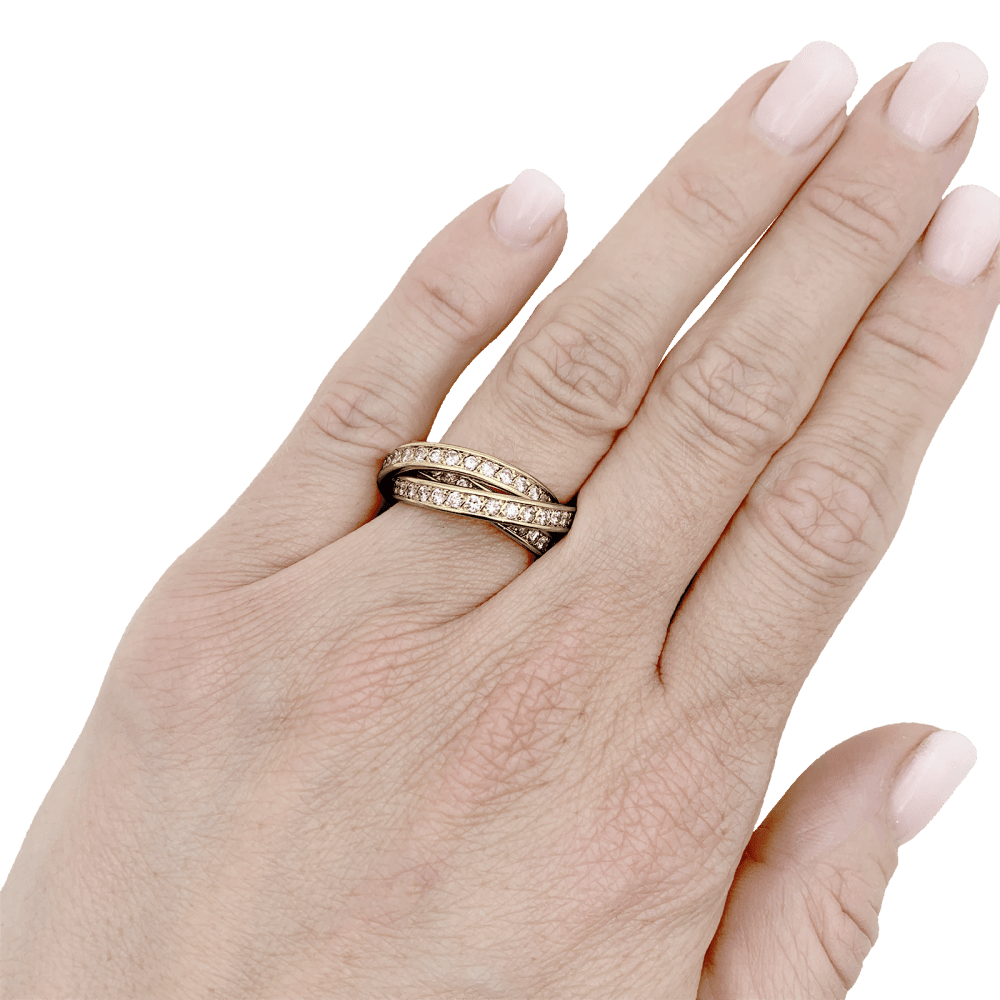 Bague Alliance CARTIER "Trinity" en or jaune et diamants - Castafiore