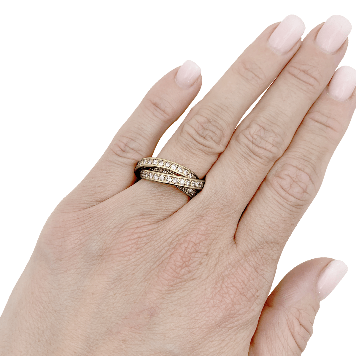Bague Alliance CARTIER "Trinity" en or jaune et diamants - Castafiore