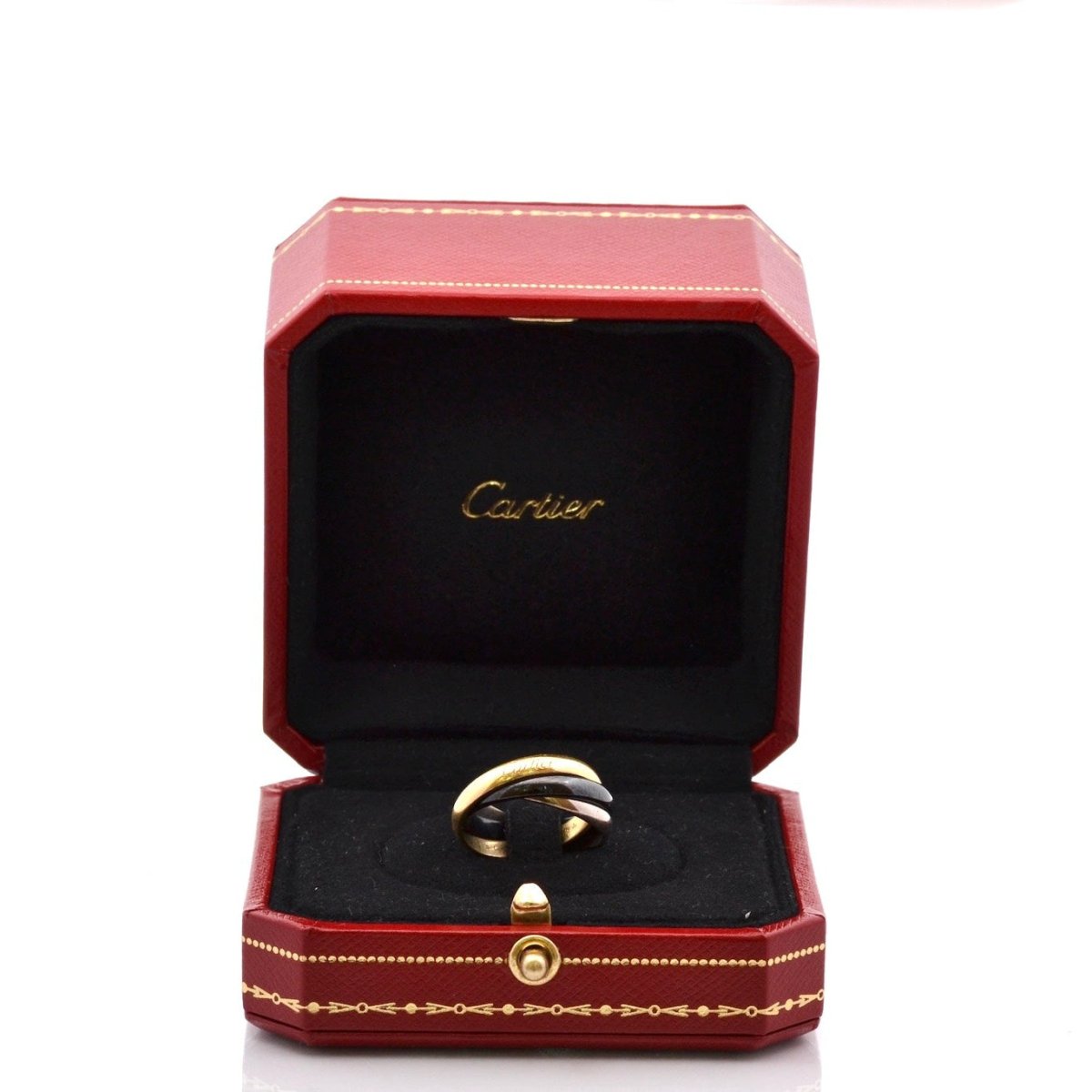 Bague Alliance CARTIER "Trinity" en or jaune, or blanc, or rose et céramique - Castafiore