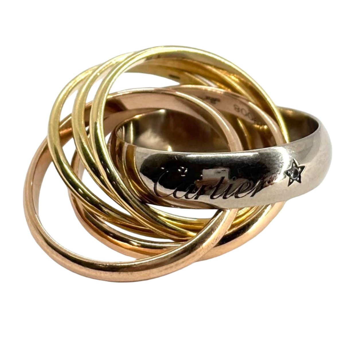 Bague Alliance CARTIER "Trinity" en or jaune, or blanc, or rose et diamant - Castafiore