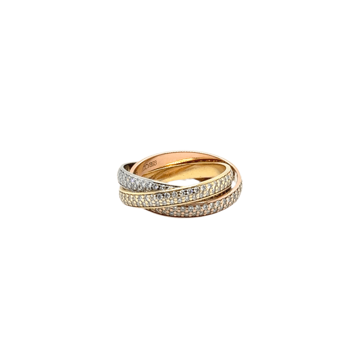 Bague Alliance CARTIER "Trinity" en or jaune, or blanc, or rose et diamants - Castafiore