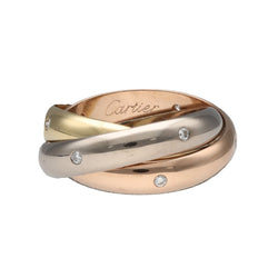 Bague Alliance CARTIER "Trinity" en or jaune, or blanc, or rose et diamants - Castafiore