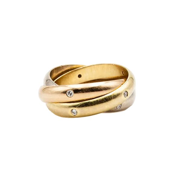 Bague Alliance CARTIER "Trinity" en or jaune, or blanc, or rose et diamants - Castafiore