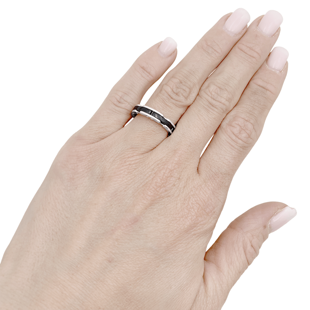 Bague Alliance CHANEL "Ultra" en or blanc et céramique - Castafiore