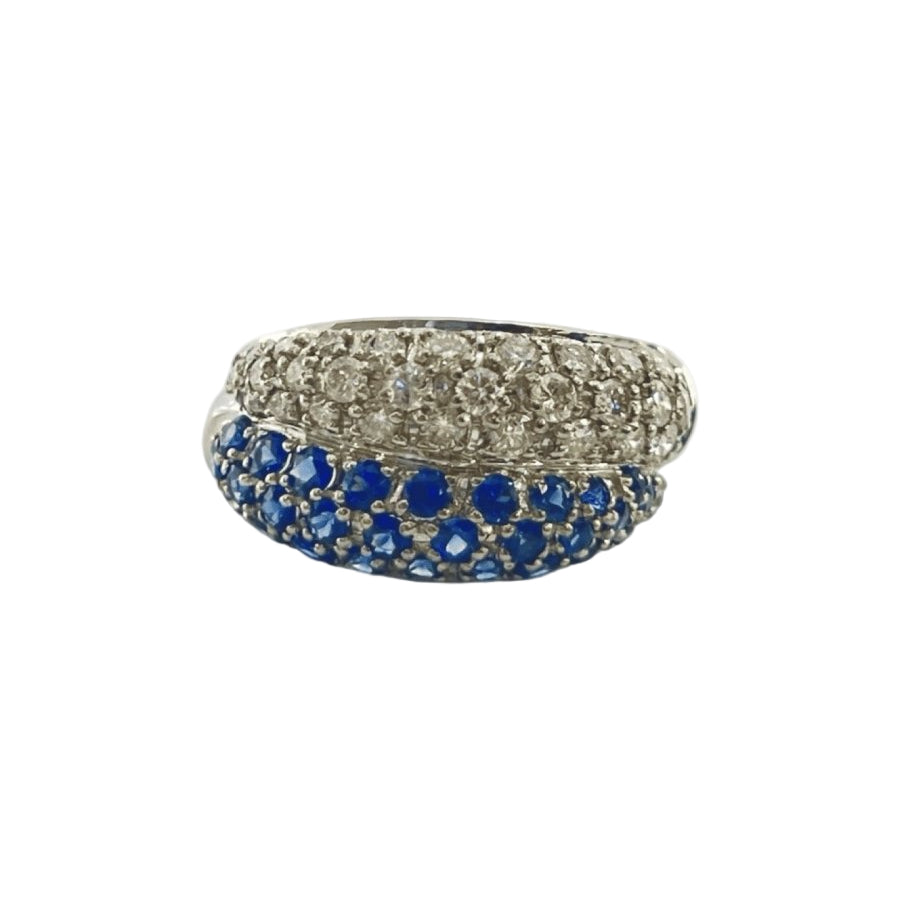 Bague Alliance demi - alliance en or blanc saphirs et diamants - Castafiore