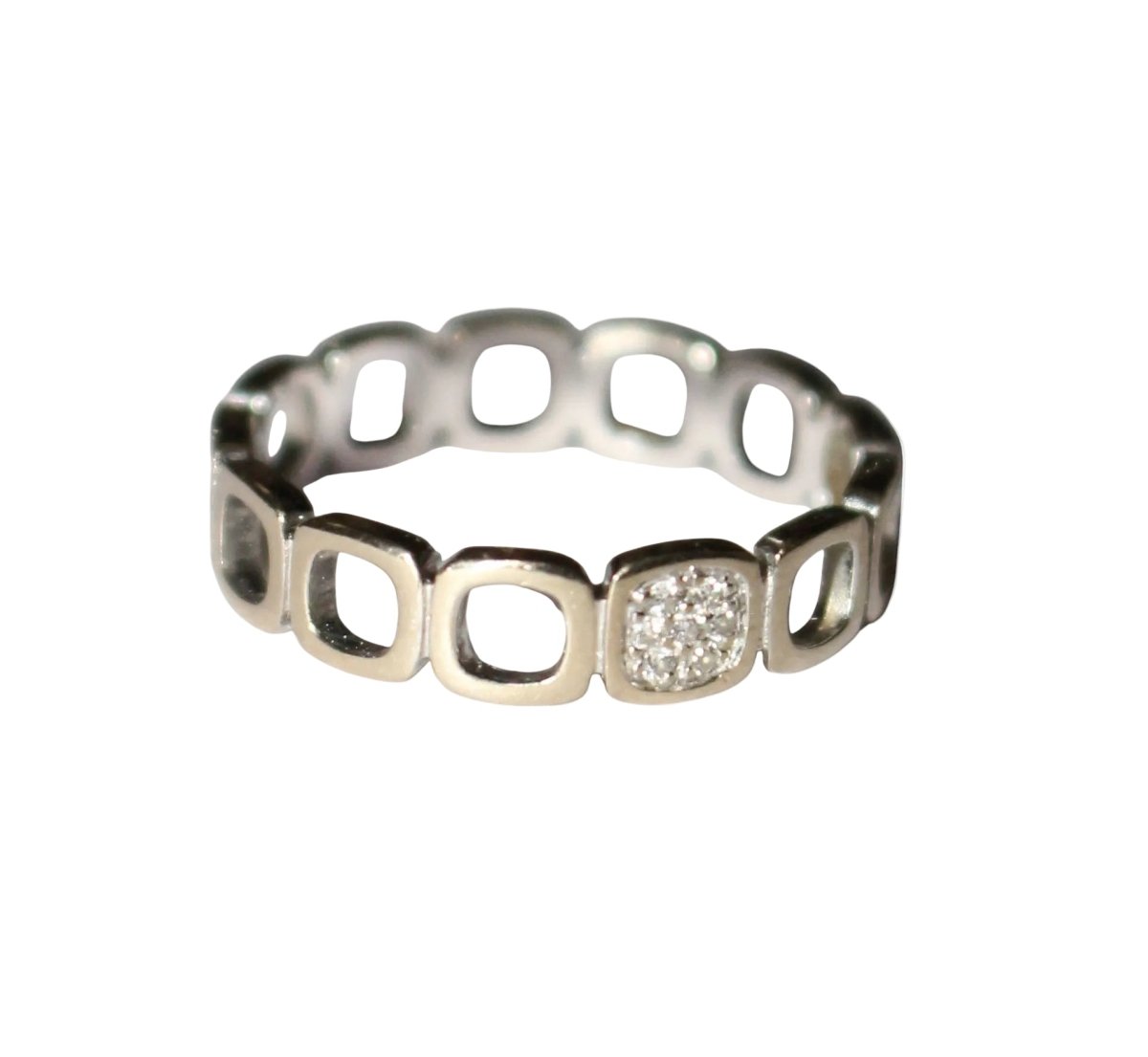 Bague Alliance DINH VAN "Impression Domino" en or blanc et diamants - Castafiore