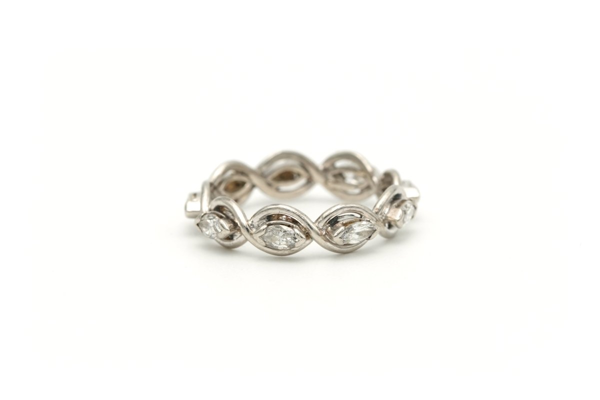 Bague Alliance en blanc, or jaune et diamants - Castafiore