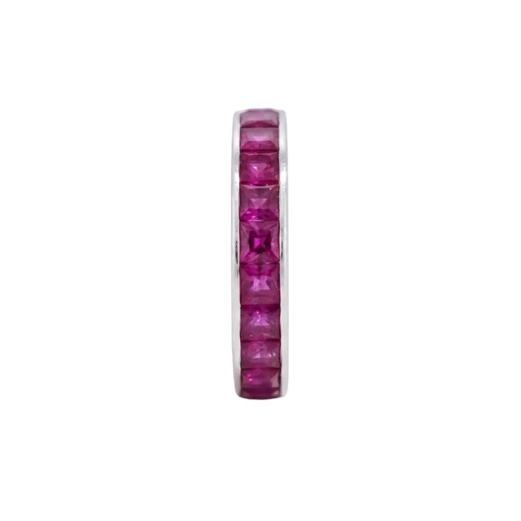 Bague Alliance en or blanc et rubis - Castafiore