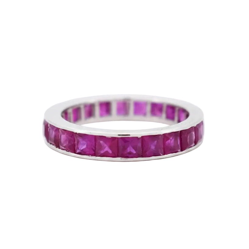 Bague Alliance en or blanc et rubis - Castafiore