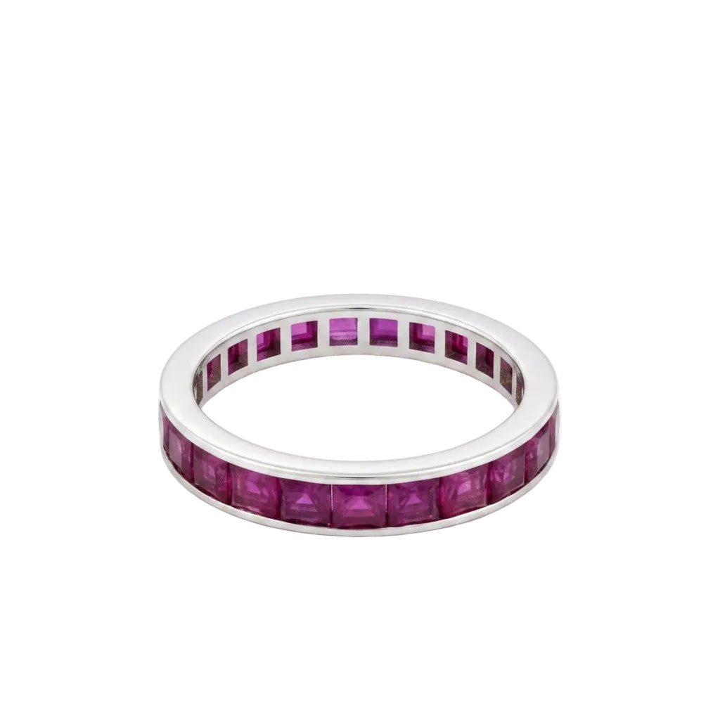 Bague Alliance en or blanc et rubis - Castafiore