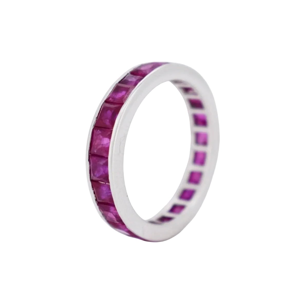 Bague Alliance en or blanc et rubis - Castafiore