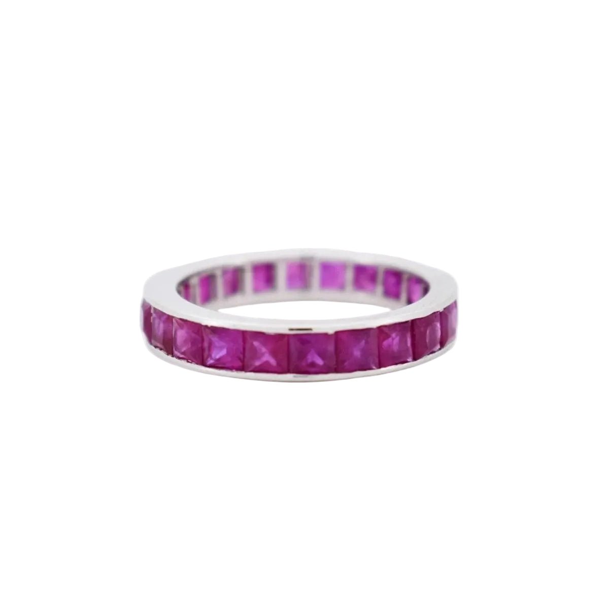 Bague Alliance en or blanc et rubis - Castafiore