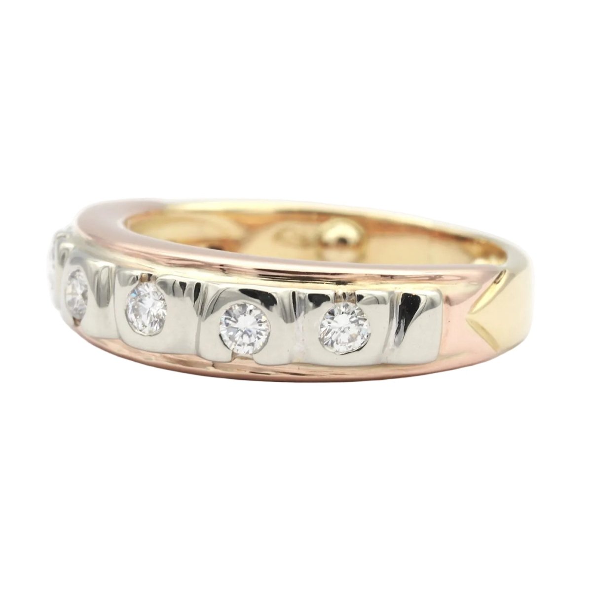 Bague Alliance en or blanc, or jaune, or rose et diamants - Castafiore