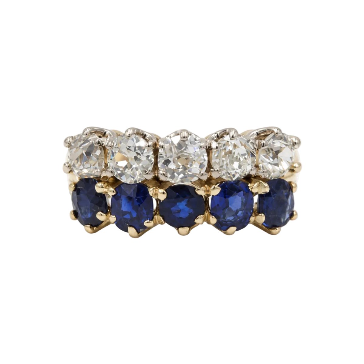 Bague Alliance en or blanc, or jaune, saphirs et diamants - Castafiore