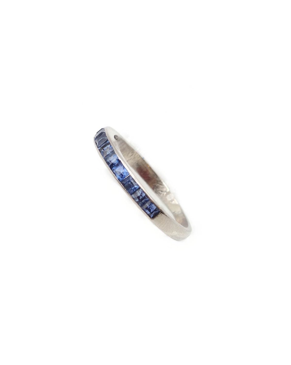 Bague Alliance en or blanc, platine et saphirs - Castafiore