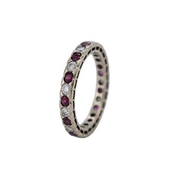 Bague Alliance en or blanc, rubis et diamants - Castafiore