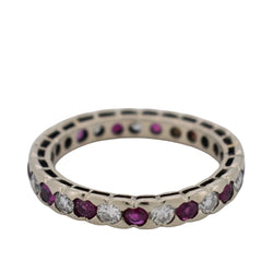 Bague Alliance en or blanc, rubis et diamants - Castafiore
