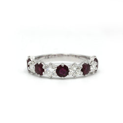 Bague Alliance en or blanc, rubis et diamants - Castafiore