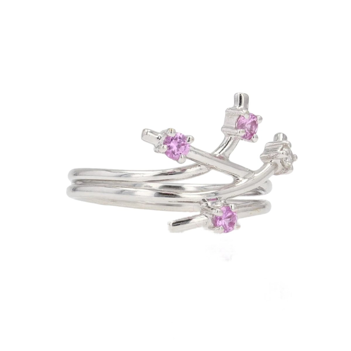 Bague Alliance en or blanc, saphirs et diamant - Castafiore