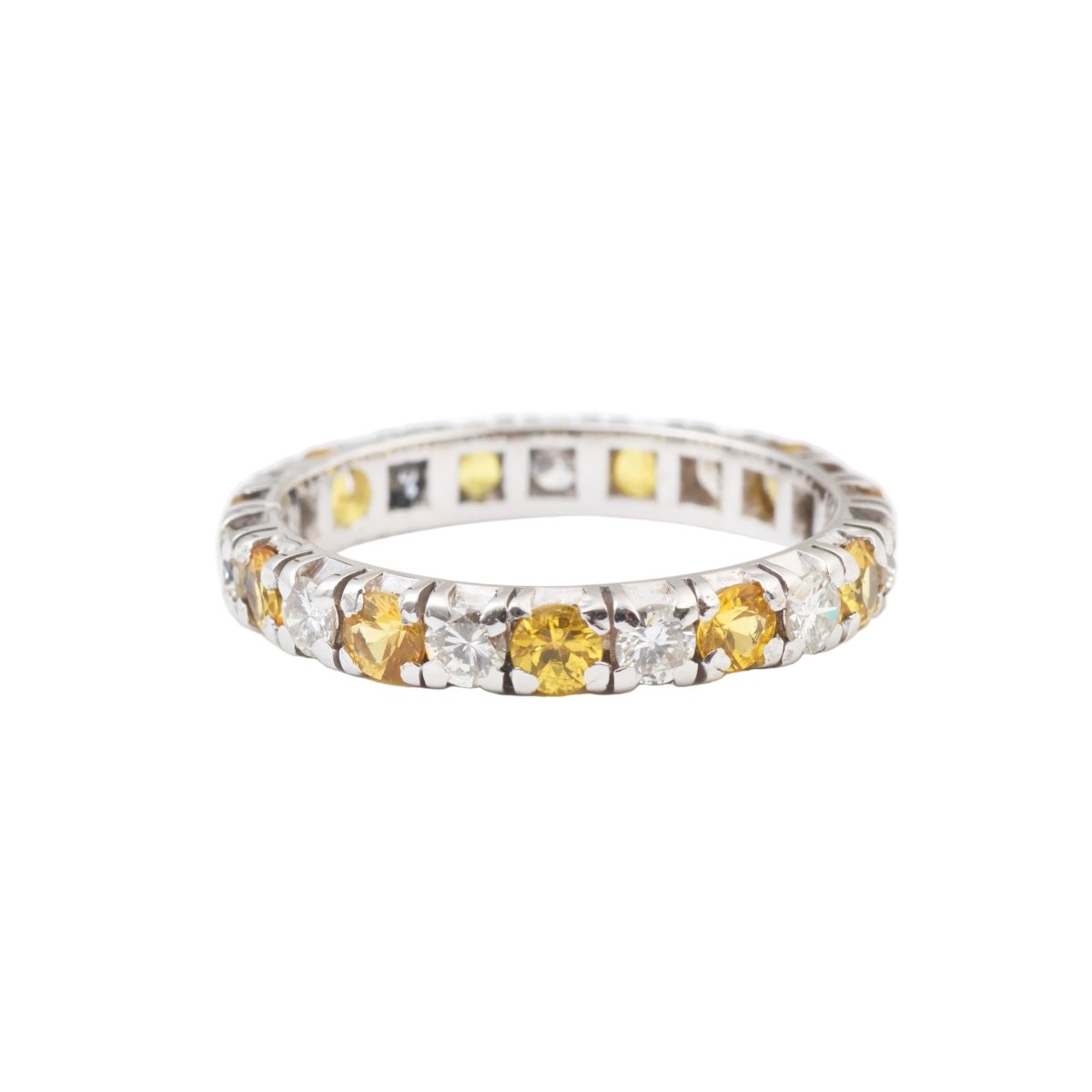 Bague Alliance en or blanc, saphirs et diamants - Castafiore