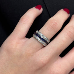 Bague Alliance en or blanc, saphirs et diamants - Castafiore