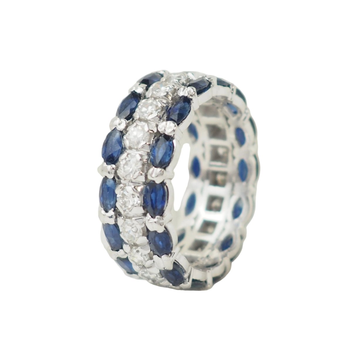 Bague Alliance en or blanc, saphirs et diamants - Castafiore