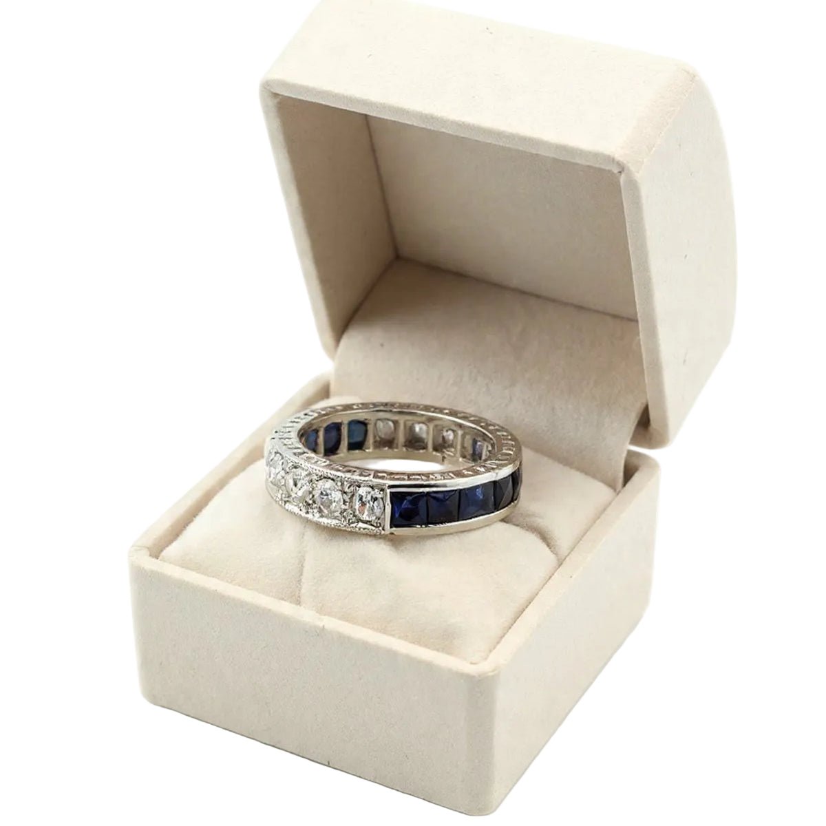 Bague Alliance en or blanc, saphirs et diamants - Castafiore