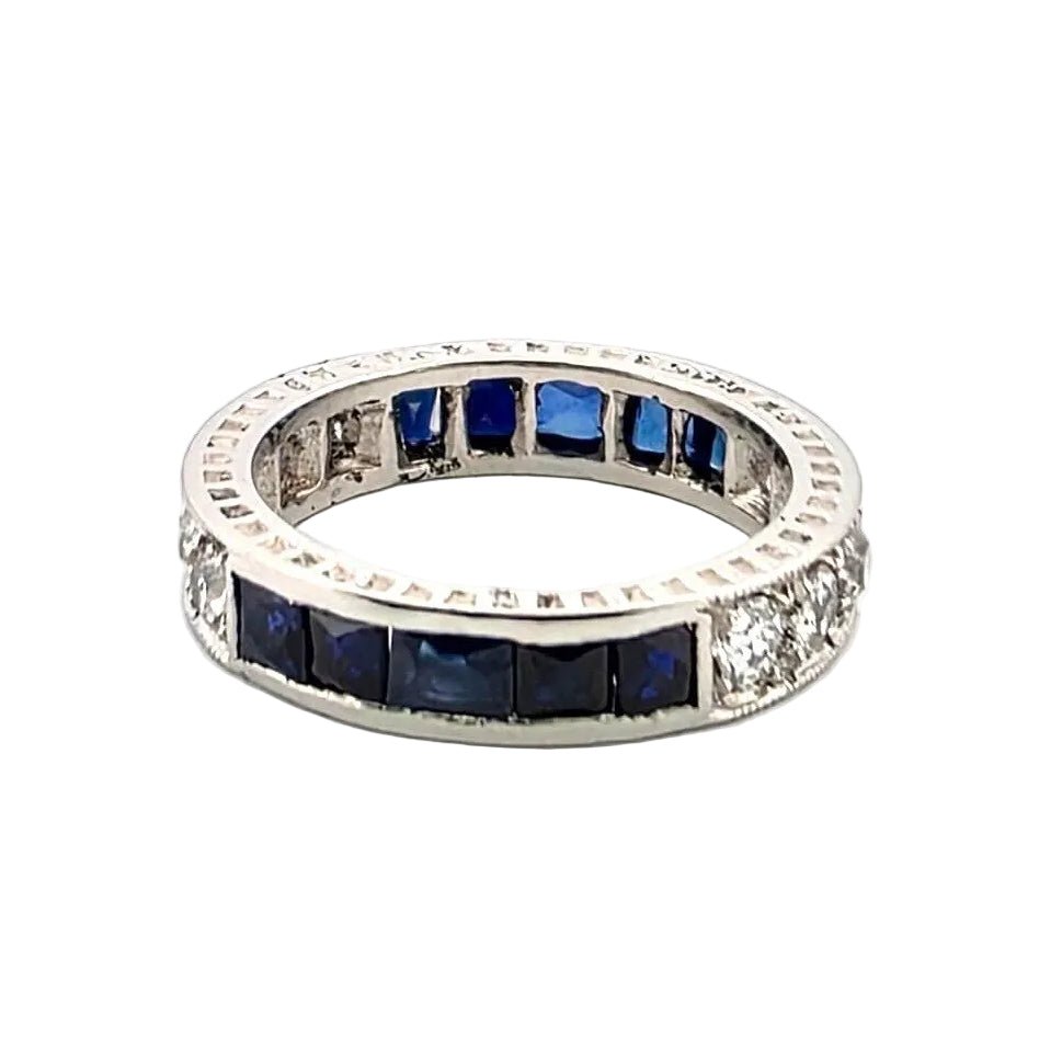 Bague Alliance en or blanc, saphirs et diamants - Castafiore