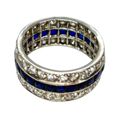 Bague Alliance en or blanc, saphirs et diamants - Castafiore