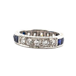 Bague Alliance en or blanc, saphirs et diamants - Castafiore