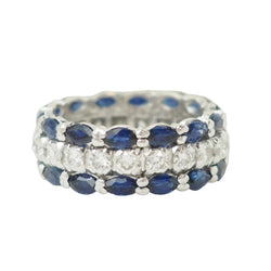 Bague Alliance en or blanc, saphirs et diamants - Castafiore