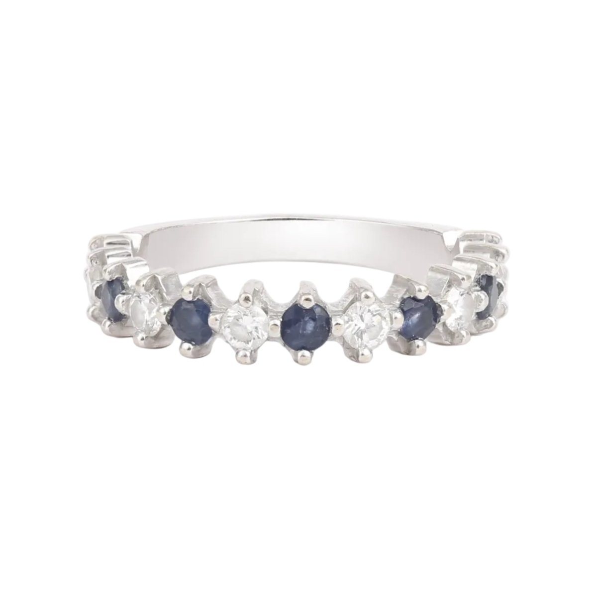 Bague Alliance en or blanc, saphirs et diamants - Castafiore