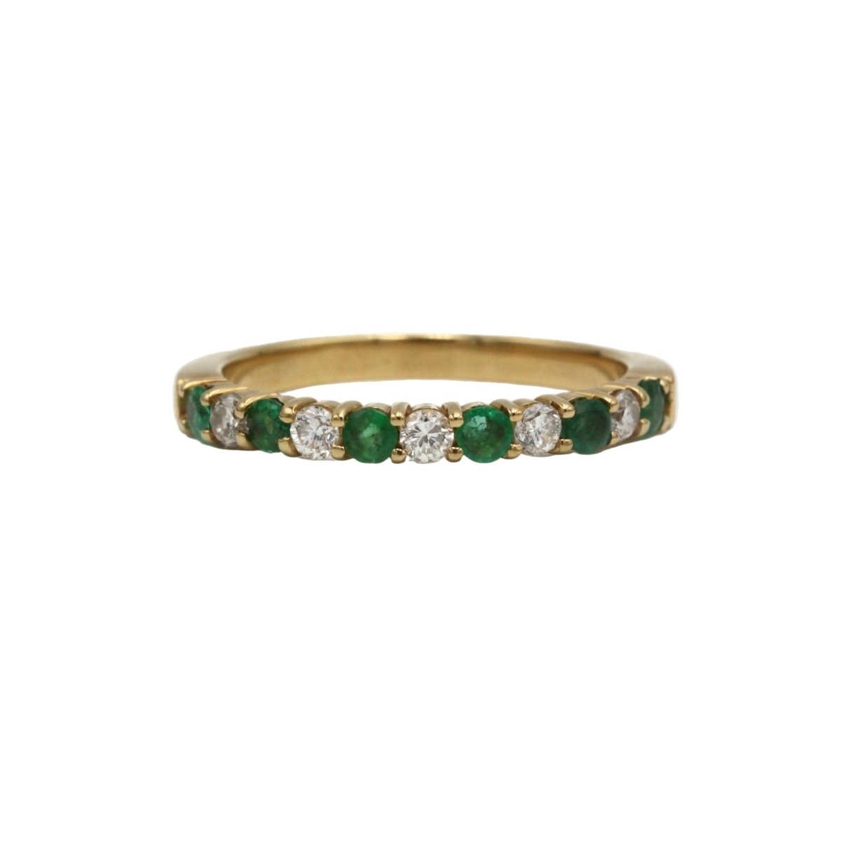 Bague Alliance en or jaune, émeraudes et diamants - Castafiore