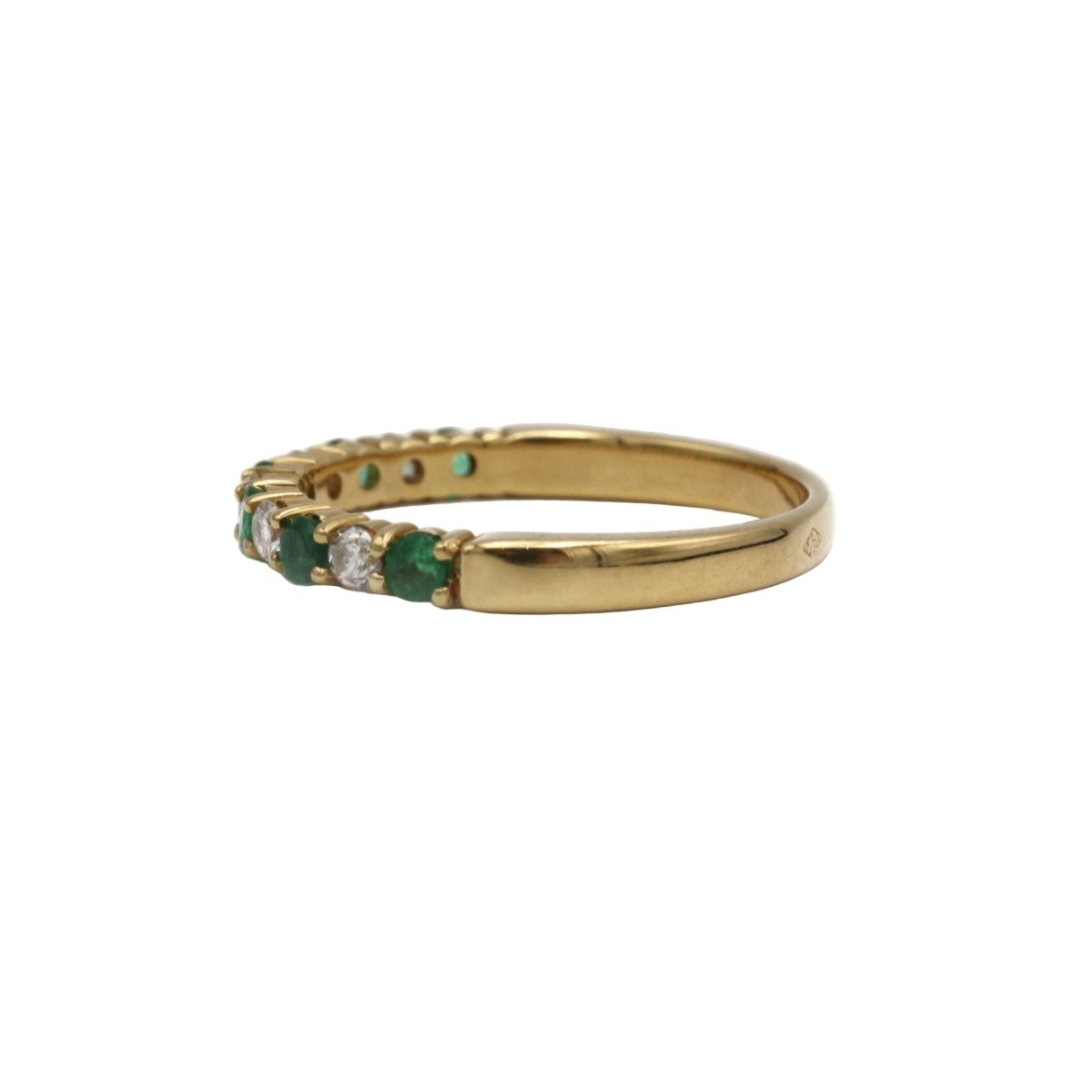 Bague Alliance en or jaune, émeraudes et diamants - Castafiore