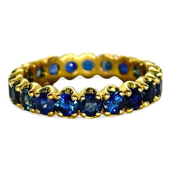 Bague Alliance en or jaune et saphirs - Castafiore