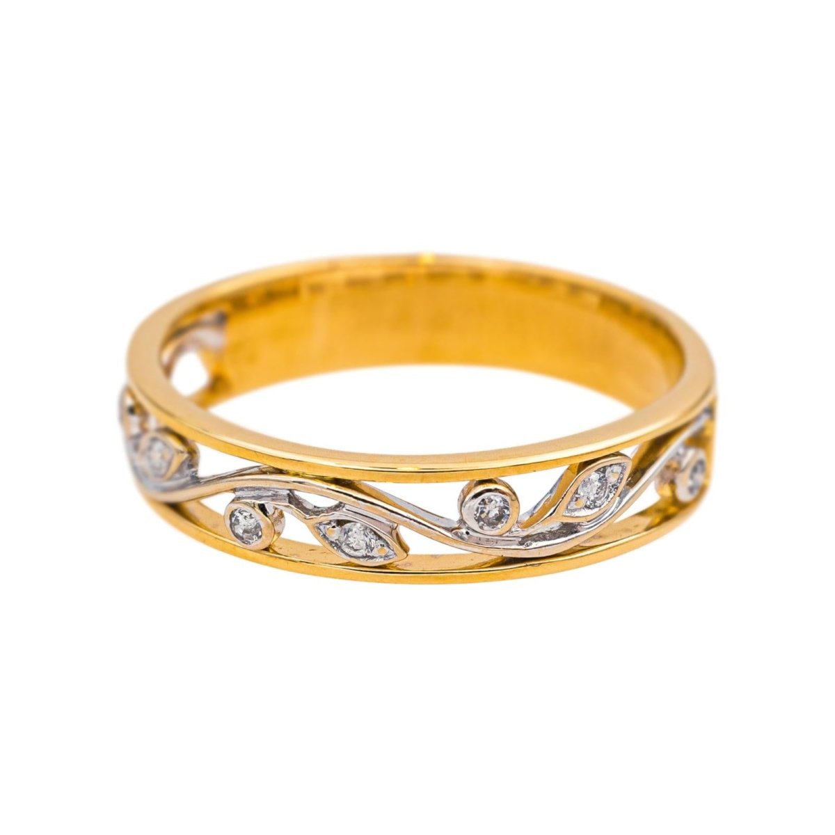 Bague Alliance en or jaune, or blanc et diamants - Castafiore