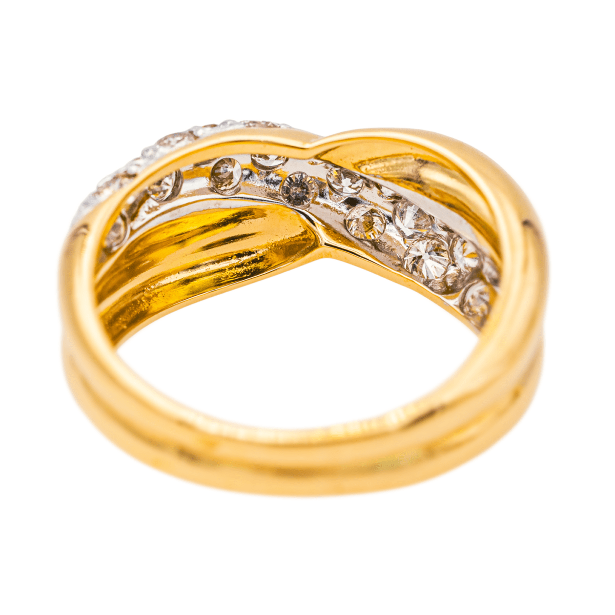 Bague Alliance en or jaune, or blanc et diamants - Castafiore