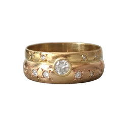 Bague Alliance en or jaune, or rose et diamants - Castafiore