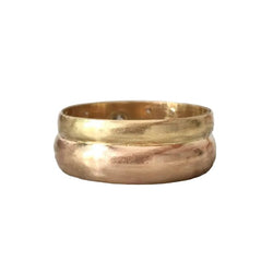 Bague Alliance en or jaune, or rose et diamants - Castafiore