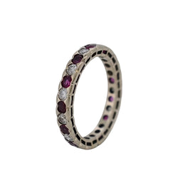 Bague Alliance en or jaune, rubis et diamants