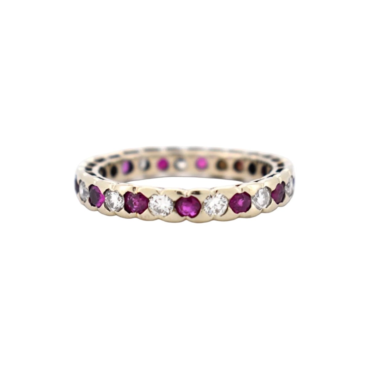 Bague Alliance en or jaune, rubis et diamants - Castafiore