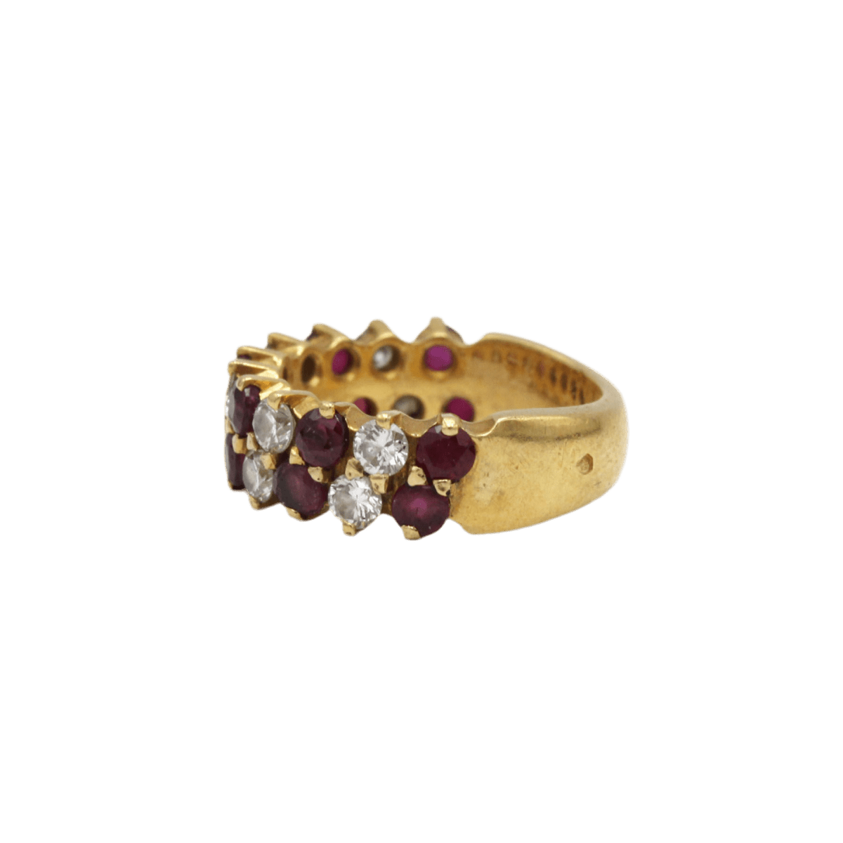 Bague Alliance en or jaune, rubis et diamants - Castafiore