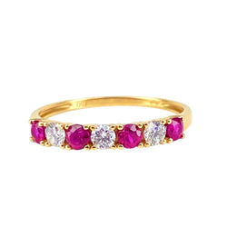 Bague Alliance en or jaune, rubis et diamants - Castafiore