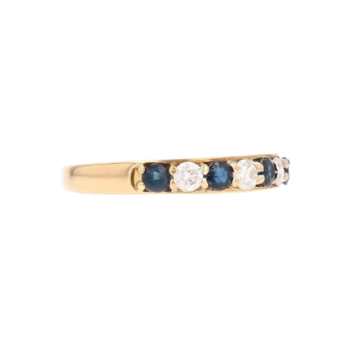 Half sapphire wedding band diamonds