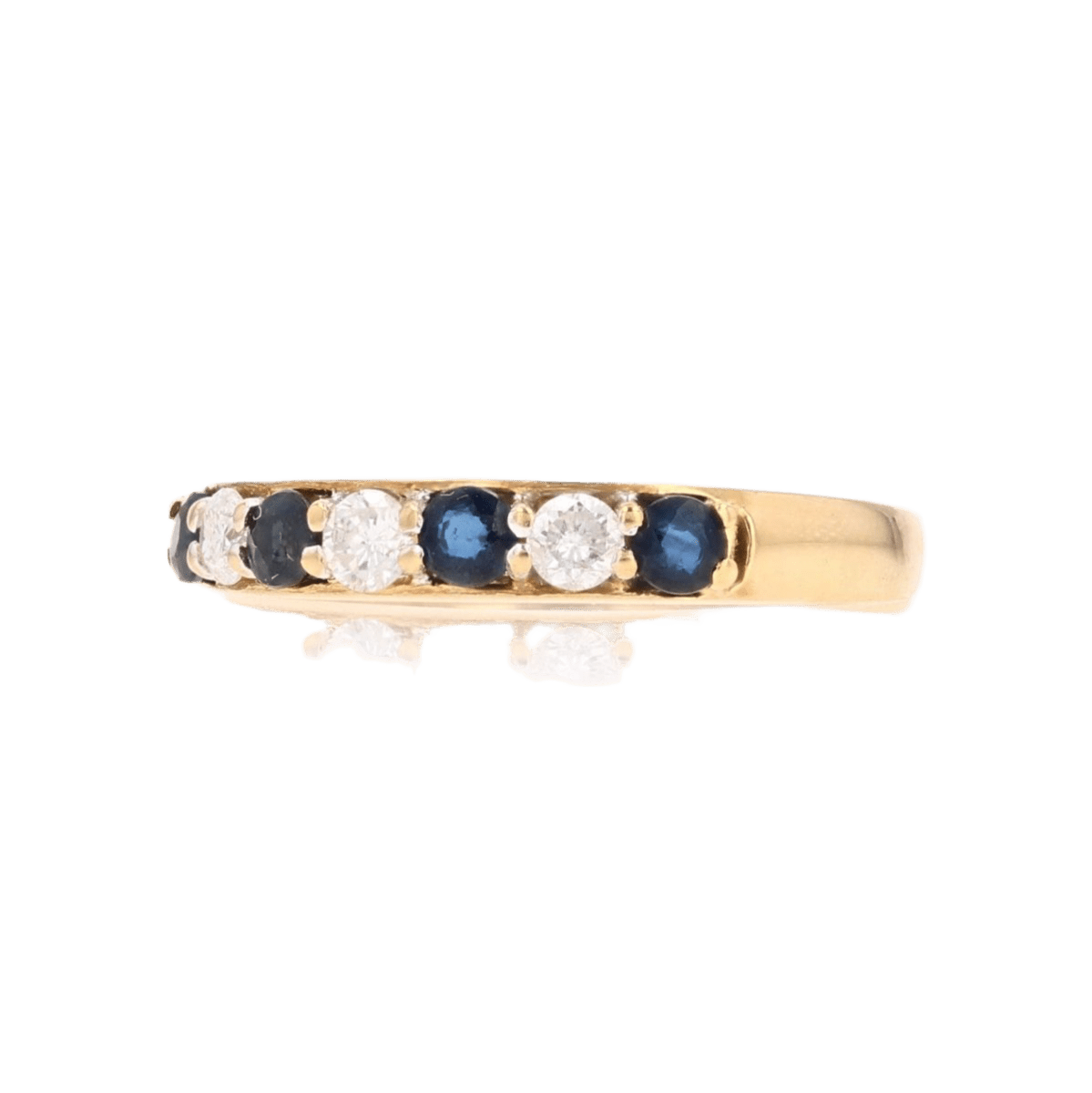 Bague Alliance en or jaune, saphirs et diamants - Castafiore